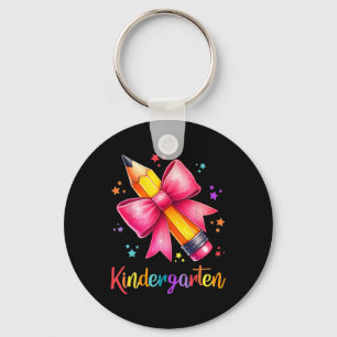 Hello Kindergarten Team Cute Pencil Teacher Back T Keychain