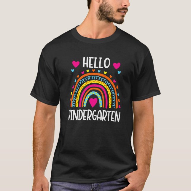 Hello Kindergarten Team  First Day Of School T-Shirt (Front)