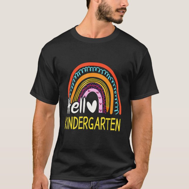 Hello Kindergarten Team Kinder Back To School Rain T-Shirt (Front)