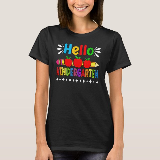 Hello Kindergarten Team Kinder Back To School Squa T-Shirt (Front)