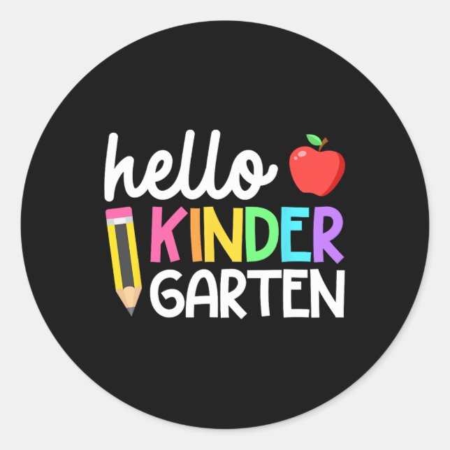 Hello Kindergarten Team Kinder Back to School Teac Classic Round Sticker (Front)