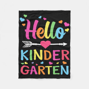 Hello Kindergarten Team Kinder Byck To School Teac Fleece Blanket