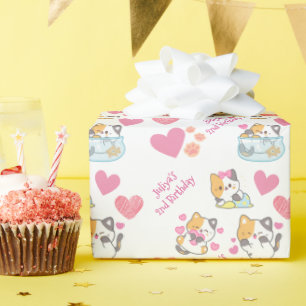 hello kitty baby girl  birthday  wrapping paper