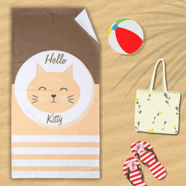 Hello Kitty Beach Serviette Blanc & chocolat Coule (Créateur téléchargé)
