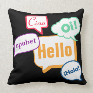 Hello Languages Throw Pillow