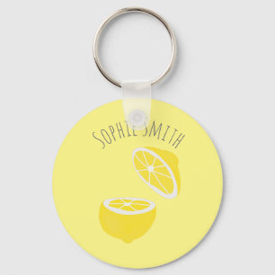 Hello Lemon modern yellow fruit Keychain