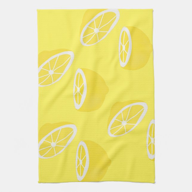 Hello Lemon modern yellow fruit Kitchen Towel (Vertical)