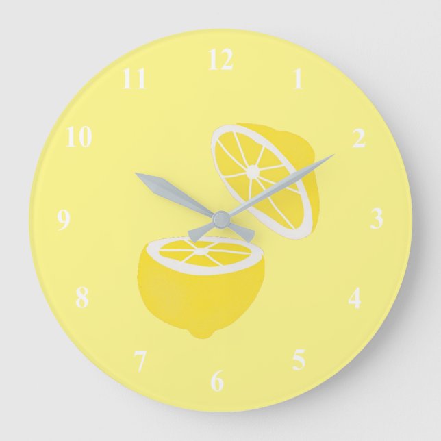 Hello Lemon modern yellow fruit Large Clock (Front)