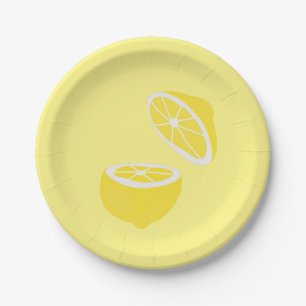 Hello Lemon modern yellow fruit Paper Plate
