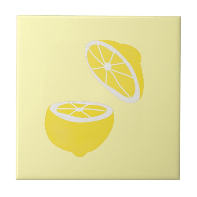 Hello Lemon modern yellow fruit Tile (Front)