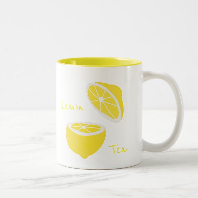 Hello Lemon modern yellow fruit Two-Tone Coffee Mug (Right)