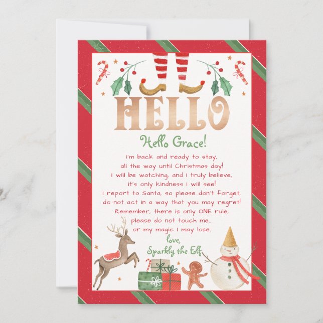 Hello Letter from Your Elf Hello Personalize Invitation (Front)