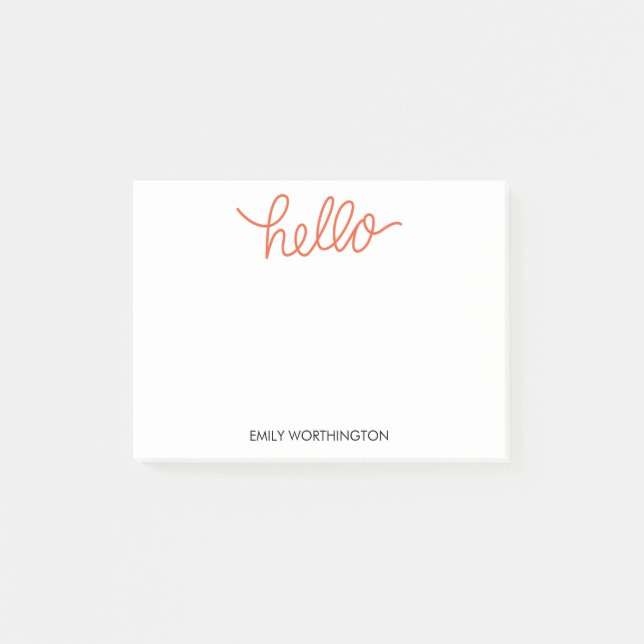 Hello Lettering Custom Post-it® Notes (Orange) (Front)
