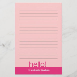 Hello! Lined Personalized Stationery