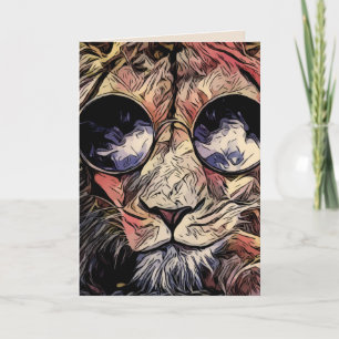 HELLO LION WITH SUNGLASSES BIRTHDAY CARDS