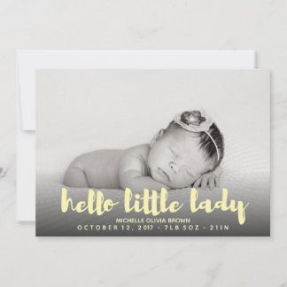 Hello little baby yellow Photo Birth Announcement