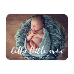 Hello Little Man   Photo Birth Announcement Magnet