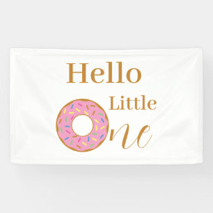 Hello Little One 1st Birthday Pink Doughnut Party Banner