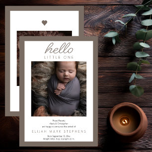 Hello Little One - 2 Photo Baby Neutral Birth Announcement