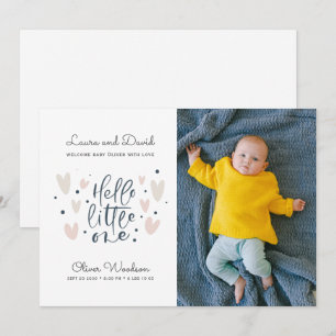 Hello Little One Blue Baby Boy Photo Birth Announc Announcement