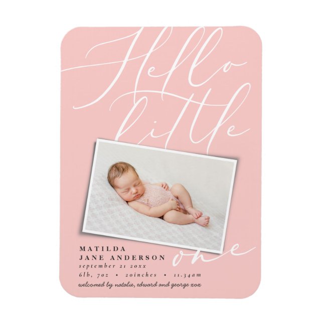 Hello little one chic modern photo magnet (Vertical)