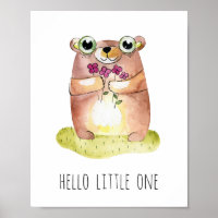 Hello little one. Cute bear print. Baby animal