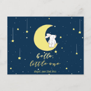 Hello Little One! Cute Bunny on the Moon New Baby Postcard