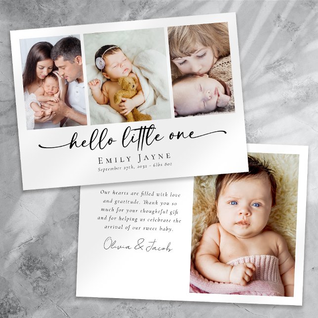 Hello Little One Script Birth Baby Thank You Card (Creator Uploaded)