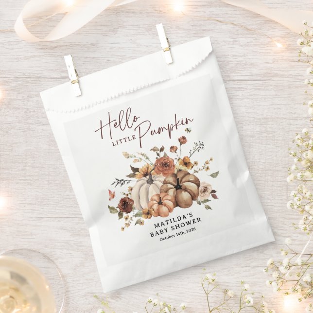 Hello Little Pumpkin Fall Baby Shower Favour Bag (Clipped)
