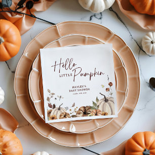 Hello Little Pumpkin Fall Baby Shower Napkin