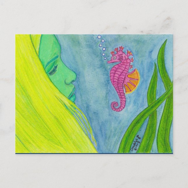 "Hello, Little Seahorse" by Daedelys Postcard (Front)