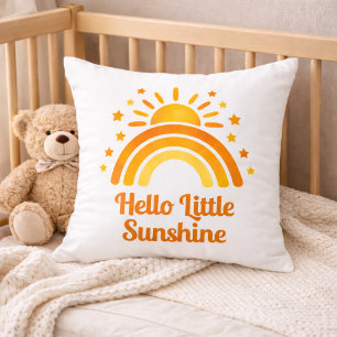 Hello Little Sunshine Rainbow Baby Shower Throw Pillow