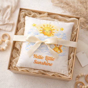 Hello Little Sunshine Sweet Baby Sky Blue Throw Pillow