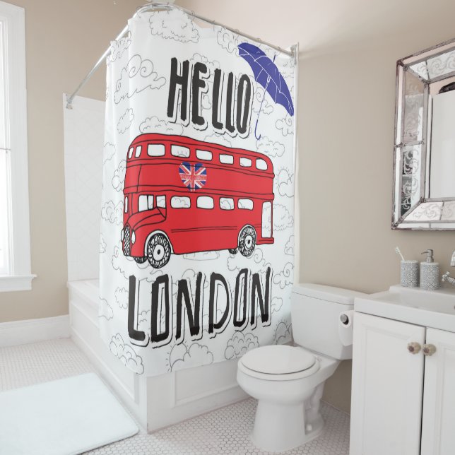 Hello London | Hand Lettered Sign With Umbrella (In Situ)