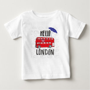 Hello London Hand Lettered Sign With Umbrella Baby T-Shirt