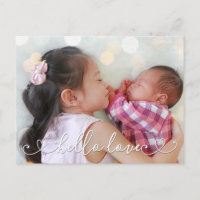 Hello Love Second Baby Birth Announcement