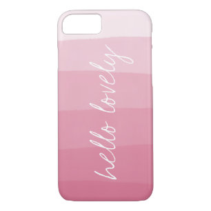 Hello Lovely Pink Watercolor Gradient Stripe Case-Mate iPhone Case