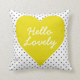 Hello Lovely Polka Dot Heart Pillow
