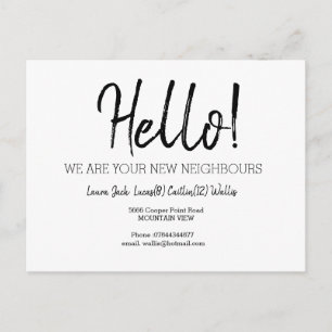 Hello meet the neighbours postcard