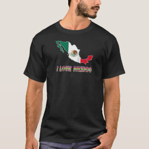 Hello Mexico I Love Mexico Map Flag Proud Mexican  T-Shirt