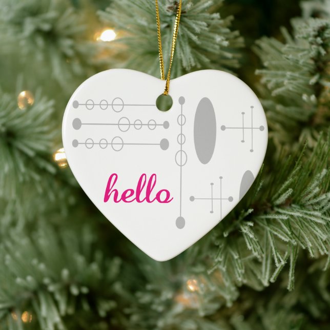 Hello Mid-Century Modern MCM New Home Keepsake Ceramic Ornament (Tree)