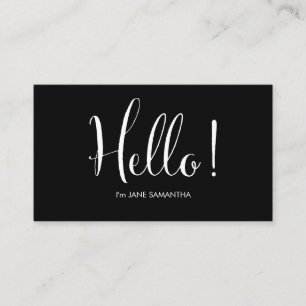 Hello! Minimalist Black Business Card