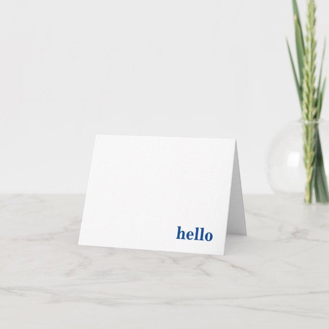 Hello Modern and Classic in Blue Polka-Dot Note Card (Front)