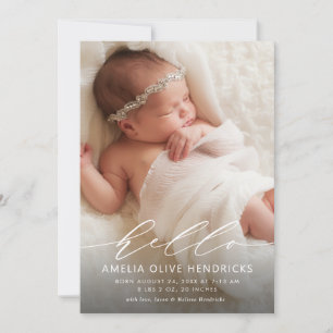Hello Modern Calligraphy Faire-part de naissance