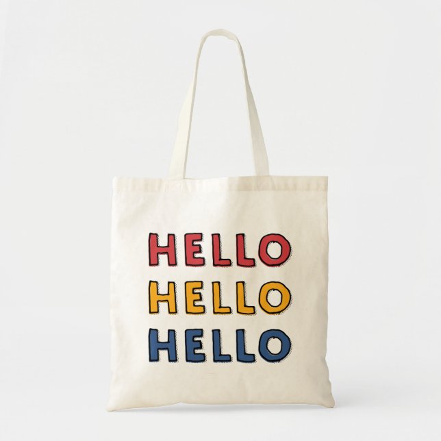 Hello! Modern Cool Simple Typography Tote Bag (Front)
