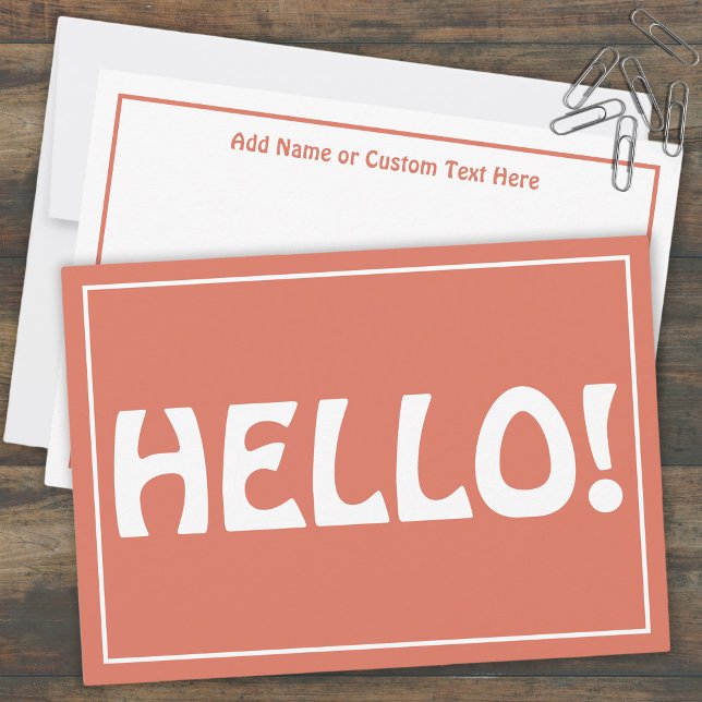 Hello Modern Custom Monogram Text Trendy Red Thank You Card (Hello Modern Custom Monogram Text Trendy Red Thank You Card)