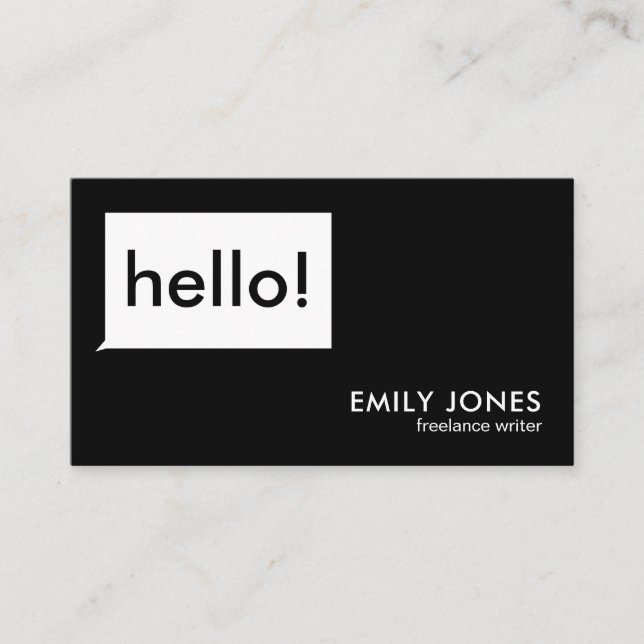 Hello Modern Minimalist Business Card (Front)