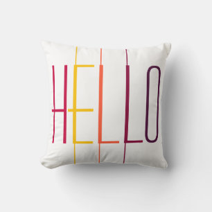 Hello modern striped multicolor typography throw pillow