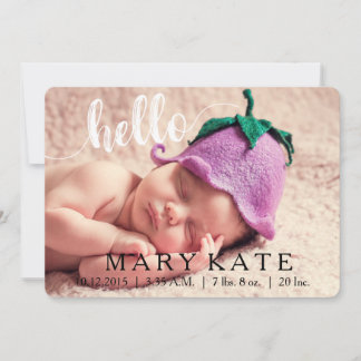 HELLO MODERNE FAIRE-PART DE NAISSANCE PHOTOCARD BL