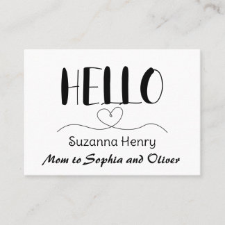 Hello Mom Contact Card Mommy Calling Card